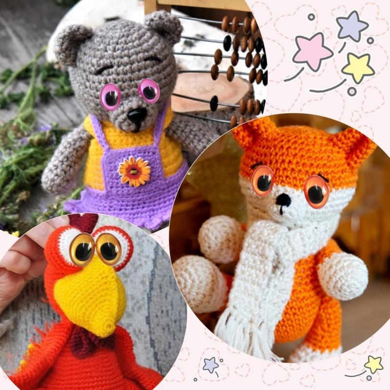 New 10PCS 3D Colorful Safety Eyes Oval Shape for Crochet Toys Amigurumi DIY Toy Doll Making Animal Eye Doll DIY Craft Supplies