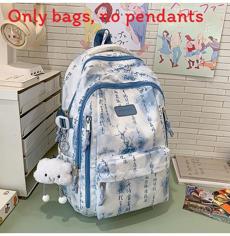 

Студенческий рюкзак с рисунками в стиле туши и акварели для подростков для ежедневного использования в школе синий