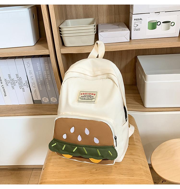 School Bag Ins Hamburg Niche Cute Design School Bag Cartoon Versatile College Student Lightweight Travel Backpack Casual Backpack