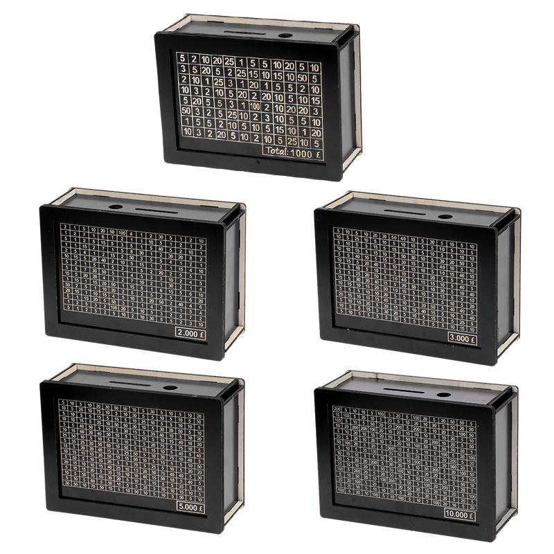 Svart gjenbrukbar sparegris med penger Målteller sparegris Gjør-det-selv-sparekassehåndverk Hjem for hjelper vanen med å spare