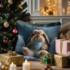 Cute Rabbit Coffee Mug Pillow Cover Home Decor Perfect For Living Room Bedroom Ideal Gift For Polyester Soft Fabric