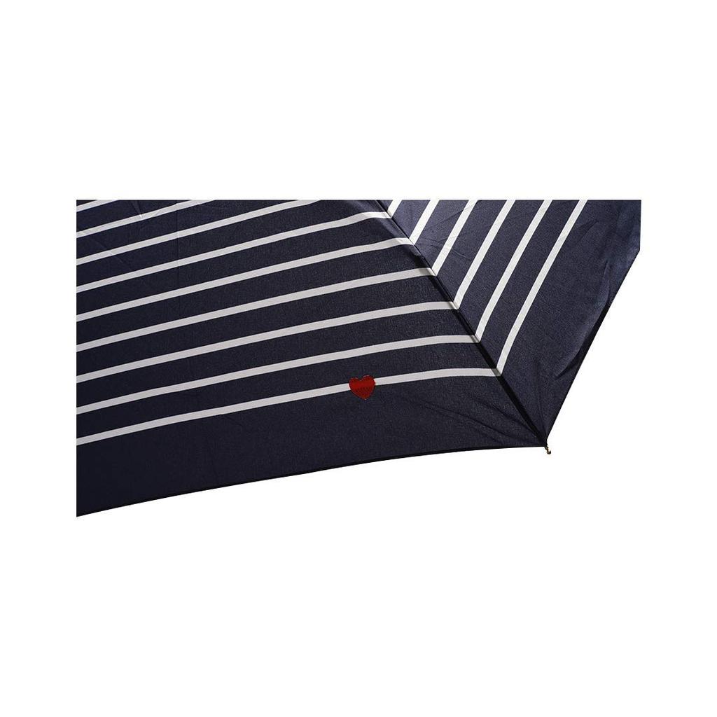 Folding Umbrella with Heart Embroidered for Sun and with Storage Wide Easy To Timeless Perfect for and Stylish and Product Wpc. Women's Border, Navy,