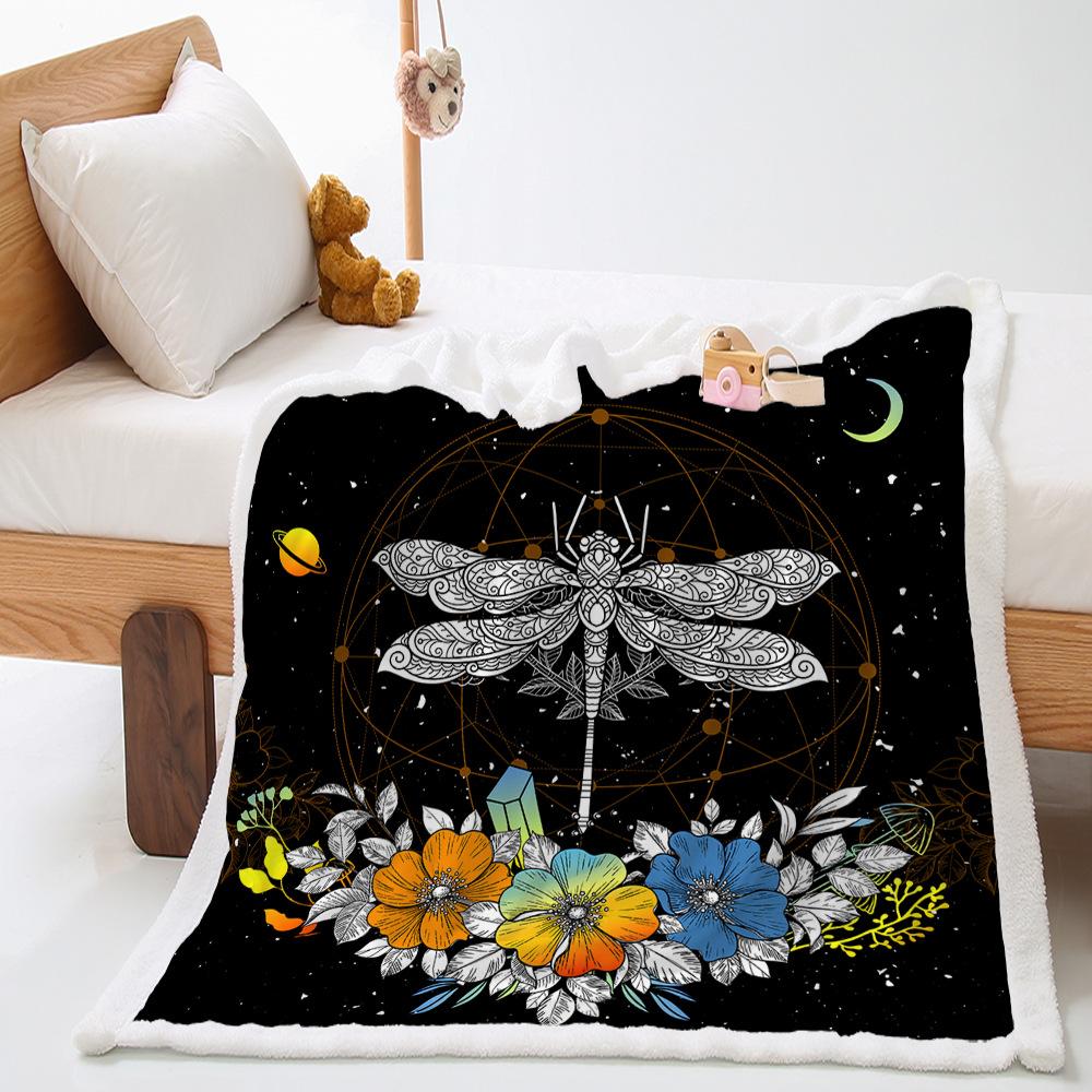 Blanket Skull Butterfly Blanket Digital Printed Lamb Fleece Crystal Fleece Blanket