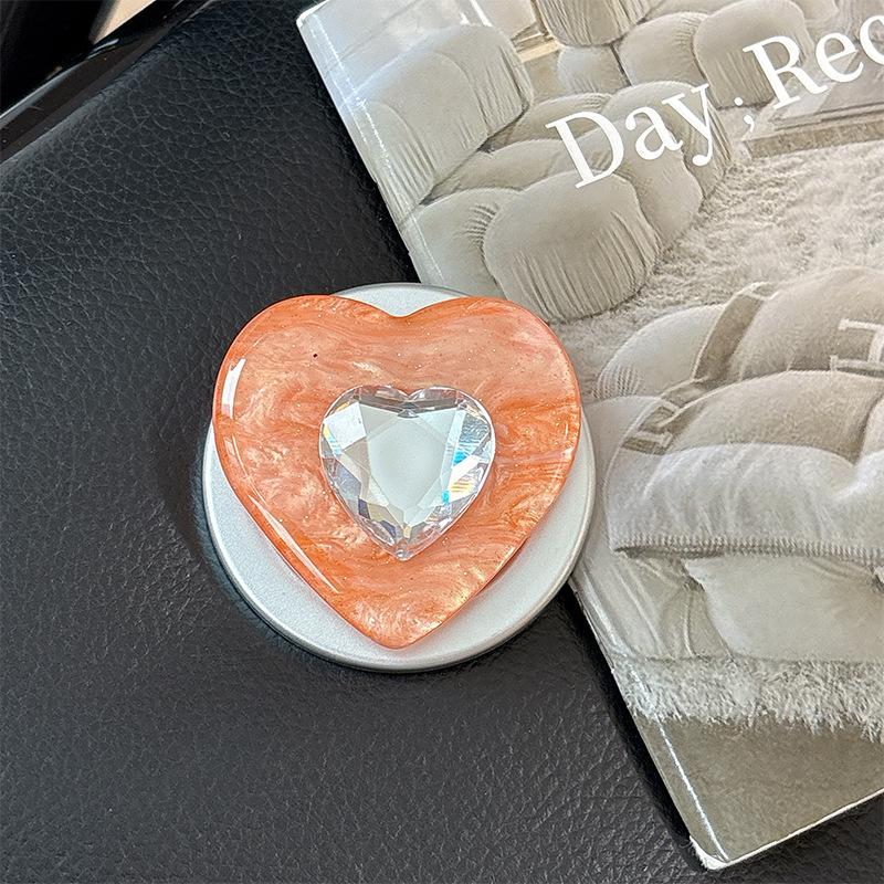 Ice Silk Love Rhinestone Color Mobile Phone Airbag Bracket Magnetic Attraction Suitable For Magsafe Creative Design Women'S Ring