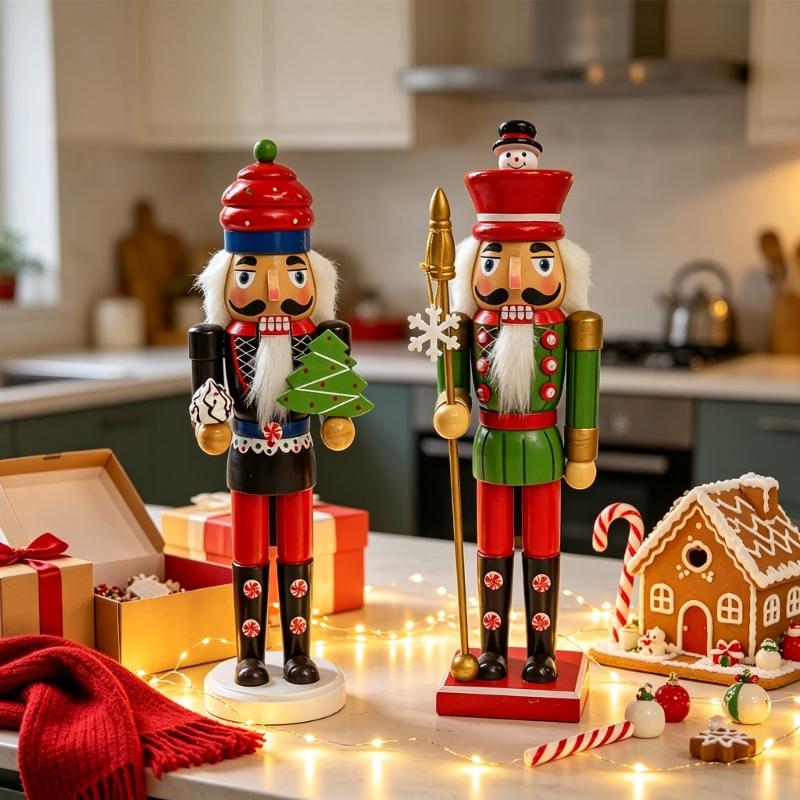 Wooden Holiday Christmas Figure for Shelf Display, Sideboard Placement, and Entryway Home Use During Winter Season