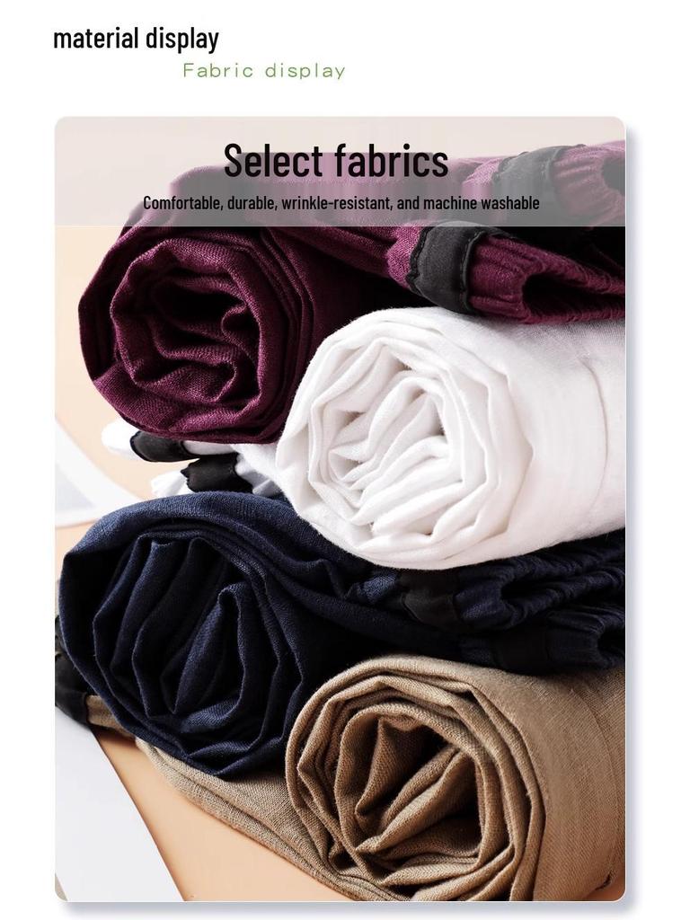 White Cotton Linen High Waist Wide-Leg Pants for Women - Summer 2025 Fashion Casual Nine-Point Length