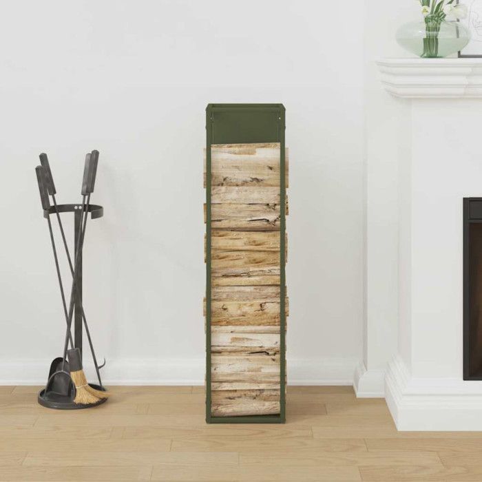 VidaXL Portant de bois chauffage vert olive 25x25x100 cm, support à bûches de cheminée, support à bûches, support à bûches 864270