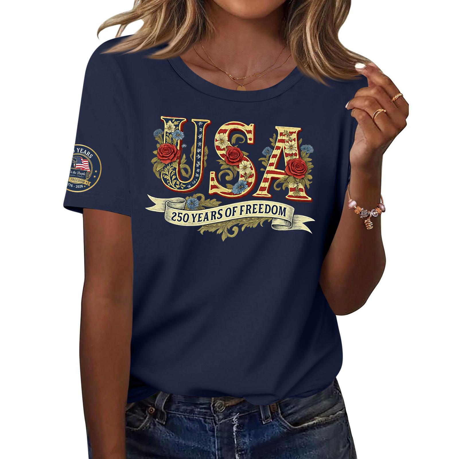 

Women s Fashion Casual Printed Short Sleeve Round Neck Pullover Tops M Темно-синій