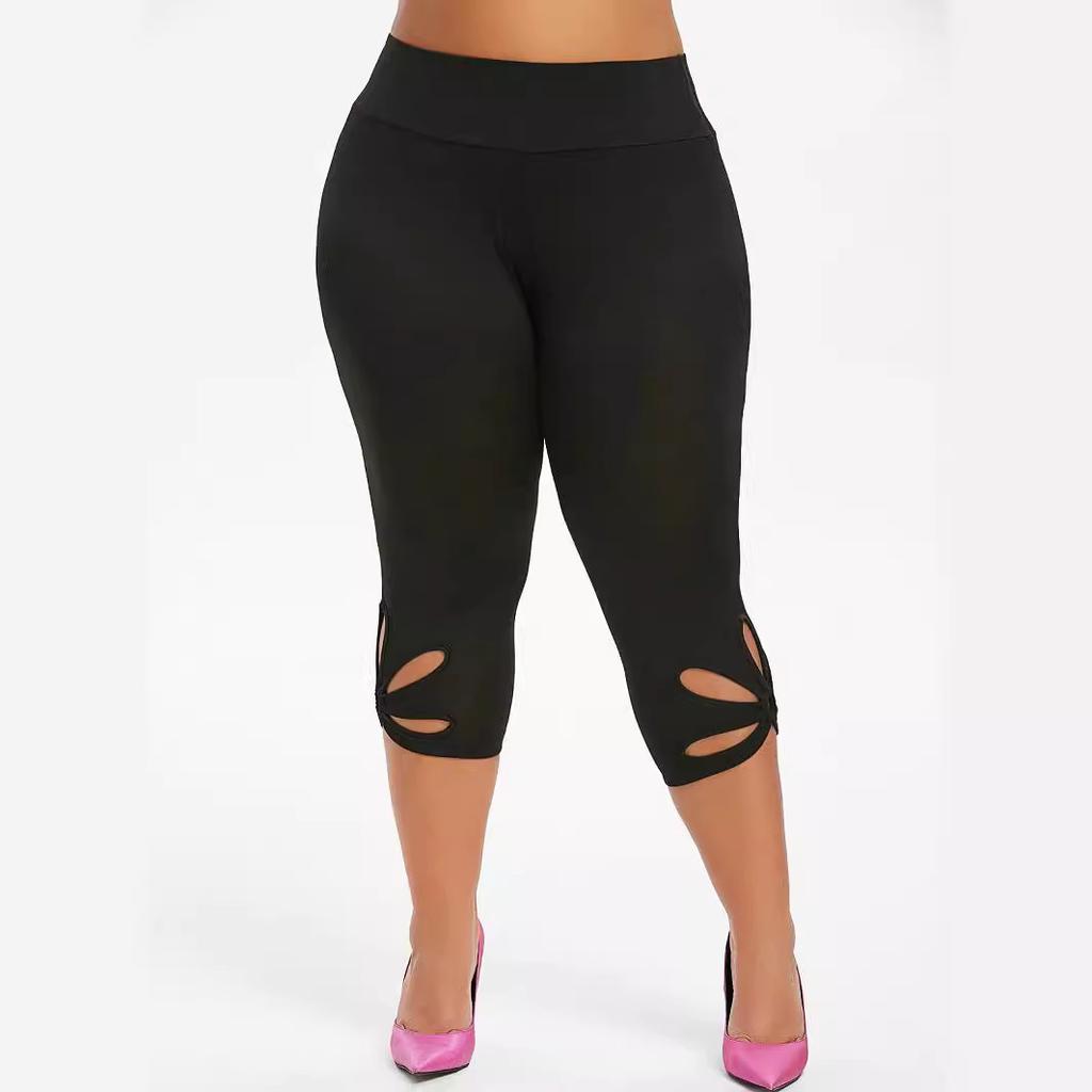 Leggings Essenziali Elasticizzati Taglie Forti da Donna Estivi Vita Elastica Senza Cuciture Casual Pantaloncini