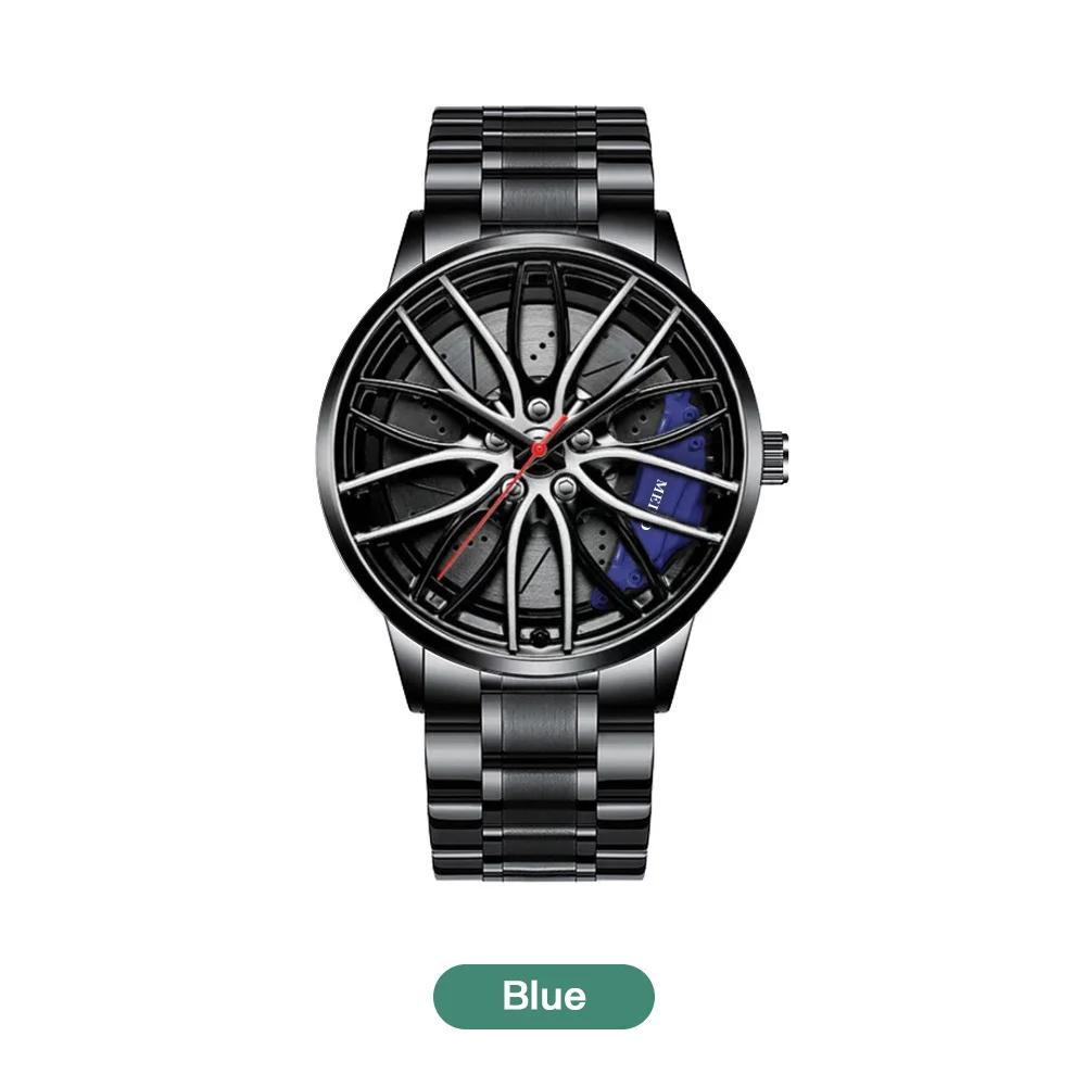 Stainless Steel Band Men's Quartz Watch Fashion 3D Car Wheel Sports Wrist Watch For Men