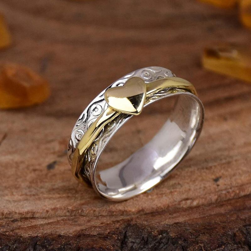 Two-color Love Line Multilateral Ring Women's Vintage Rococo Accessories, Popular