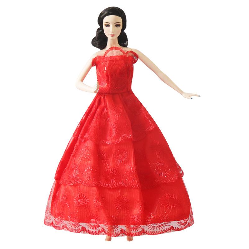 30cm Doll Clothes Wedding Dress Princess Tail Skirt Evening Dress Girl Toy Half-covered Big Skirt