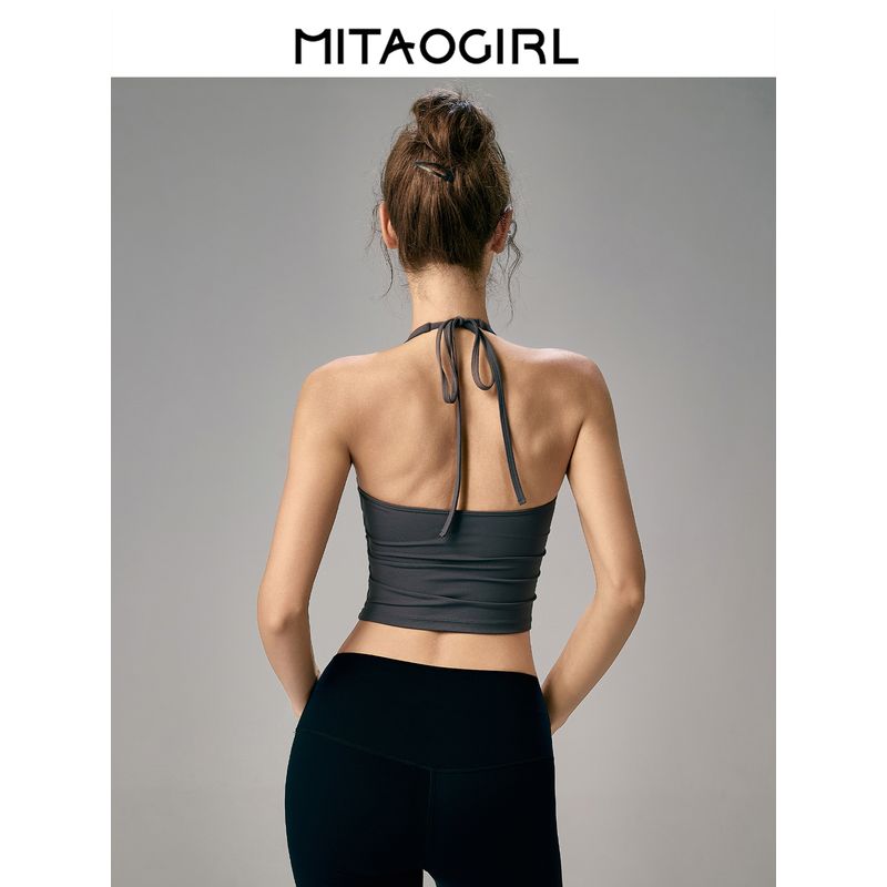 Mitaogirl Kendall Hanging Neck Underwear Women Sexy Beauty Back Sports Top Running Fitness Belt Chest Pad Top Summer