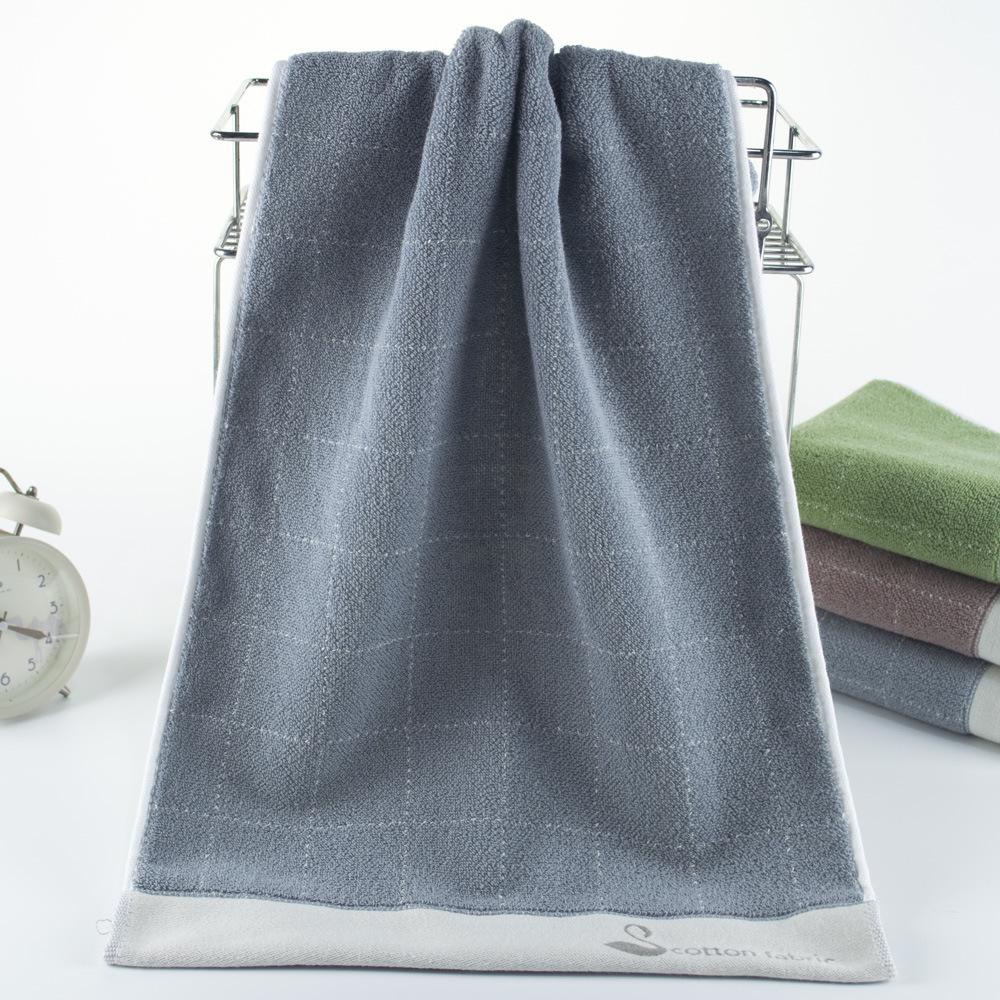 Soft Absorbent Plaid Cotton Face Wash Towel – Home Gift with Strong Water Absorption 34x74 cm серый