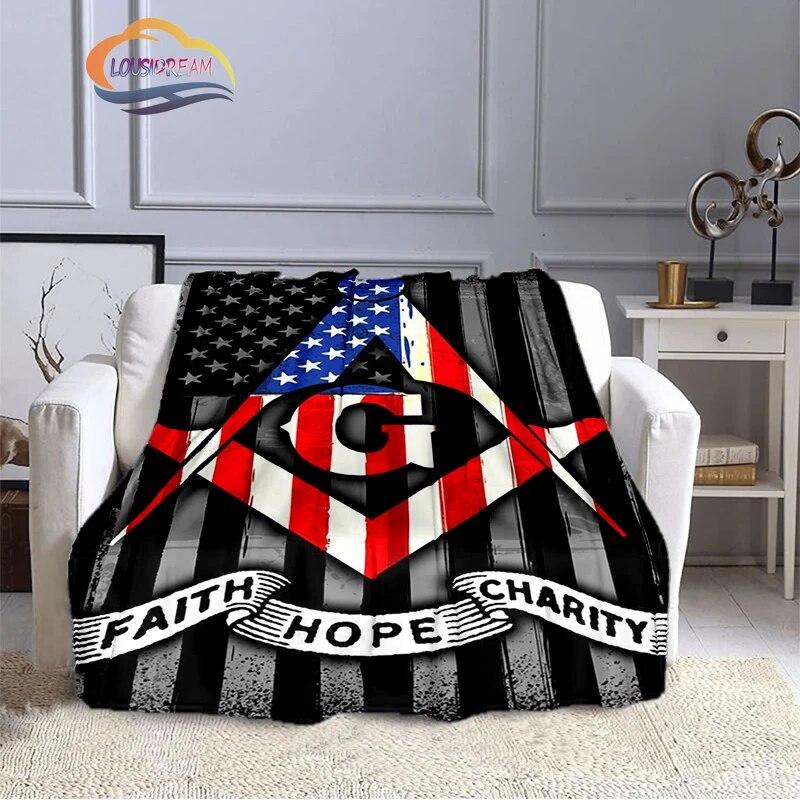 Fashion Northern Europe Freemasonry Blanket Masonic Portable Sofa  Freemason Flannel Warm Four Seasons Camping Blanket