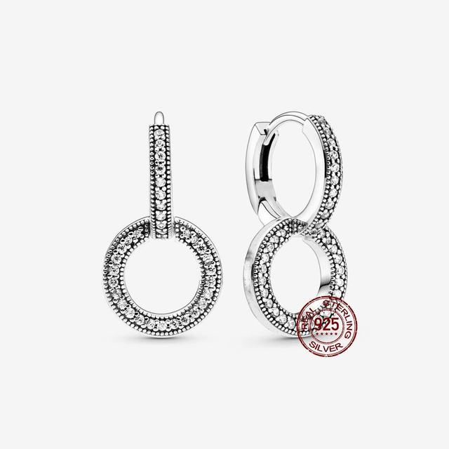 100 % echte 925 Silber Ohrringe Schneeflocke Zirkon Herzform Gold Roségold Zirkon Schmuck funkelnden Creolen Anhänger