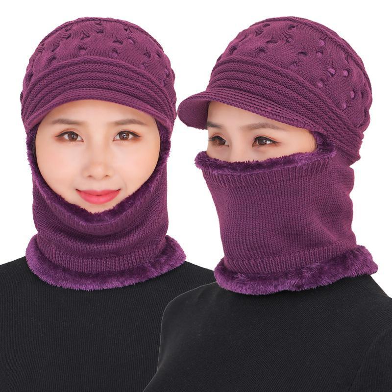 Zimní nylonové pletené čepice pro ženy: Teplá ochrana pro matky středního a staršího věku, ideální pro venkovní cyklistiku