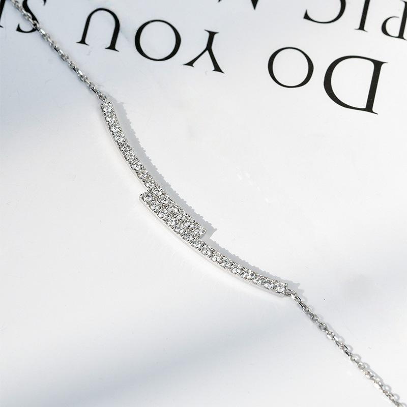 Collier pendentif S925 Argent Sterling Plaqué Or Double Rangée Zircon pour Femmes – Chaîne de Clavicule Élégante et Simple