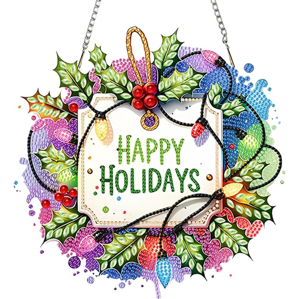 Weihnachtsthema 2D/Flach DIY Strassstein Diamantmalerei Fensteranhänger Spezielle Form Diamantmalerei Anhänger Heimwanddekoration Bastelarbeiten