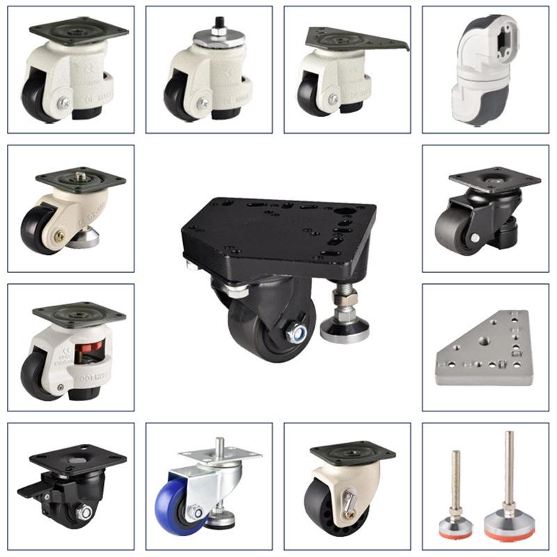 Nylon Swivel Leveling Casters with Rubber Wheels for Industrial Machinery