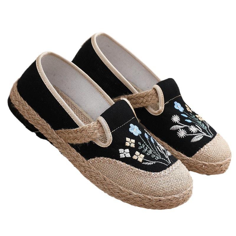 New pastoral linen old Beijing cloth shoes female student canvas shoes lazy one pedal breathable fisherman shoes