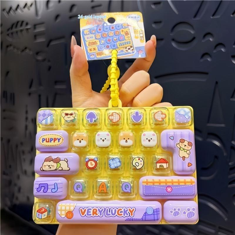 26-Key Stress Relief Keyboard Toy Keychain Nonstop Happiness Cute Creative Student Children Birthday Gift Small Pendant Accessor