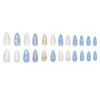 Ocean Blue Gilt  Bow Astral Corrugated Temperament Removable Nail Art 24 Pieces
