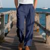 Spring and Autumn Men's Loose Casual Linen Hip Hop Beach Sports Wide Leg Casual Trousers Man