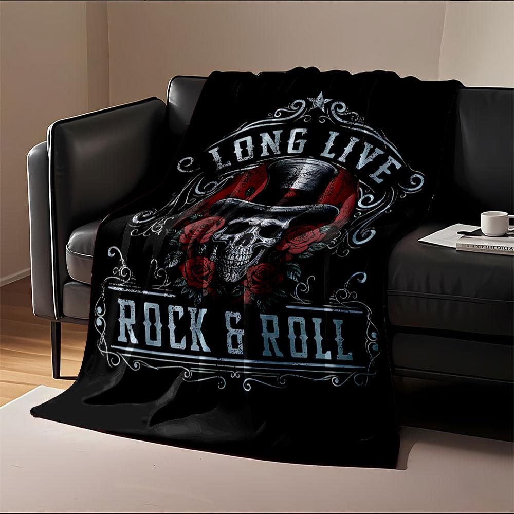 Rock & Roll Skull Blanket for all seasons blanket lunch break throw gift