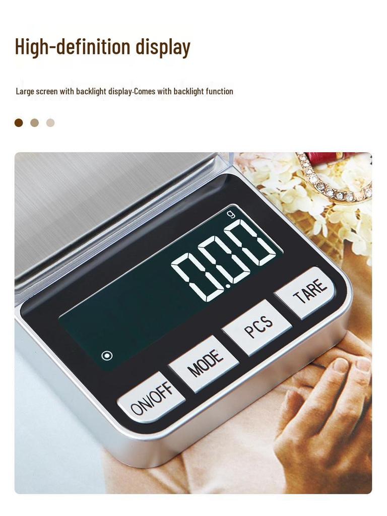 Compact Electronic Gram Scale with Cover, High Precision 0.01g Scale for Jewelry and Household Use