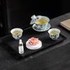 Hongyu Oriental Doucai Ceramic Tea Set - Ginkgo Flower Gift Box