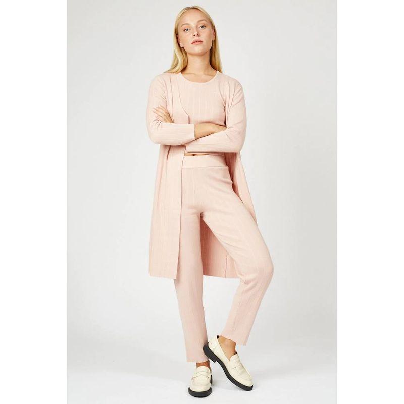 

Солнечный Дом Осеннее Новое Поступление Экспорт Европейская и Американская Женская Одежда Вязаные Повседневные Брюки Спортивные Брюки Дизайн с Эластичной Талией Большой Размер Pink S: Waist 58-78