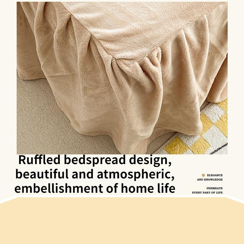 Winter Milk Flour Four Piece Set Solid Coral Flour Duvet Cover Thickened Double Face Flannel Antistatic Carved Flour