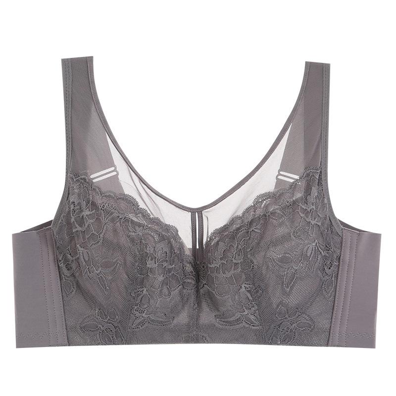 

Мягкий стальной каркас Бюстгальтер женский Тонкая чашка Без бретелек Защита от протекания Собирающий и подтягивающий Вторичная грудь Большие размеры Белье 40/90E серый
