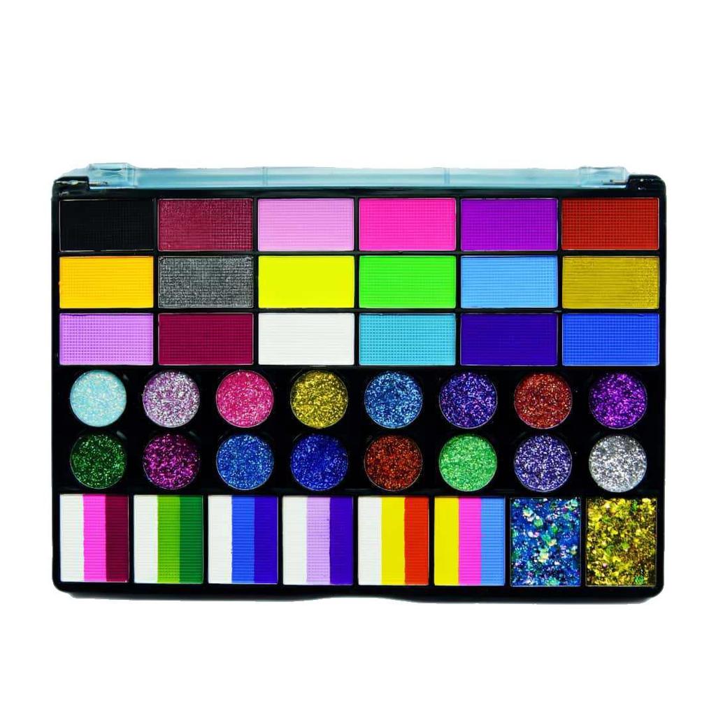 Conjunto de Pintura Facial e Corporal com Glitter de 54 Cores para Crianças - Perfeito para Festivais e Efeitos de Palco