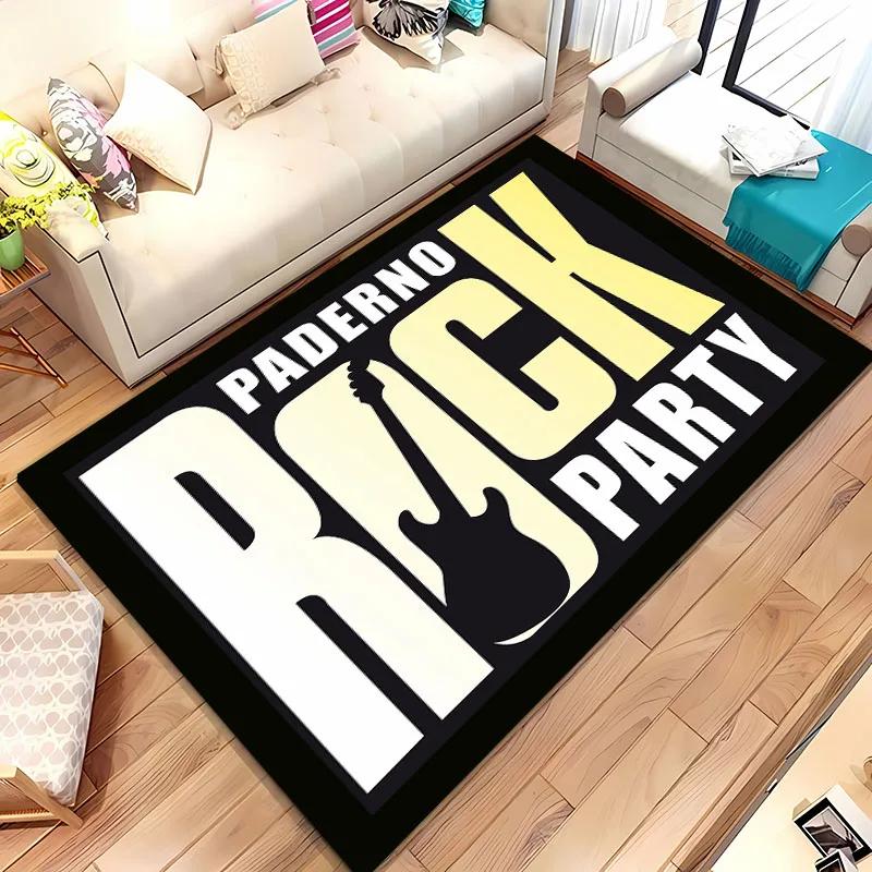 3D Printing Classic Rock Music Area Carpet for Living Room Cartoon Children's Bedroom Sofa Doormat Floor Rug Anti-slip Decor Mat
