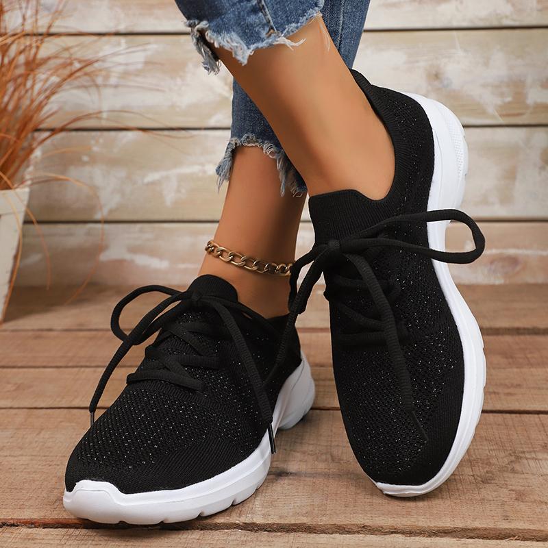 Atmungsaktive Strick-Laufschuhe für Damen Leichte rutschfeste Freizeitsneaker Damen zum Hineinschlüpfen Sportschuhe zum Gehen