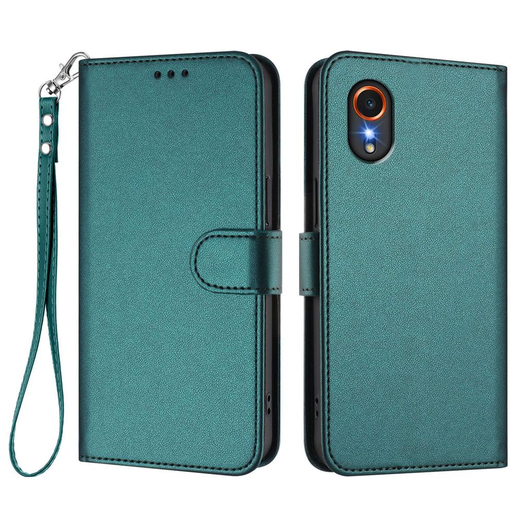 For Samsung Galaxy Xcover7 Leather Case Wallet Stand Phone Cover with Wrist Strap