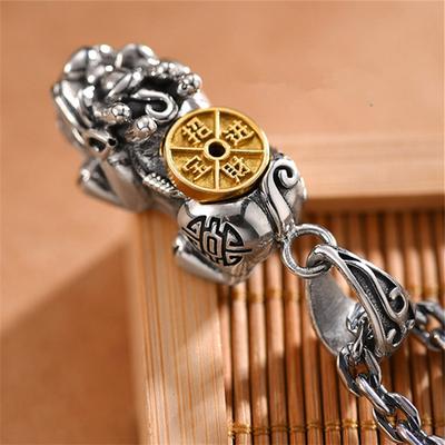 Collana a catena in argento 925 di alta qualità per gioielli da uomo Moneta fortunata Ricchezza Collana con ciondolo animale Pixiu per regalo fidanzato