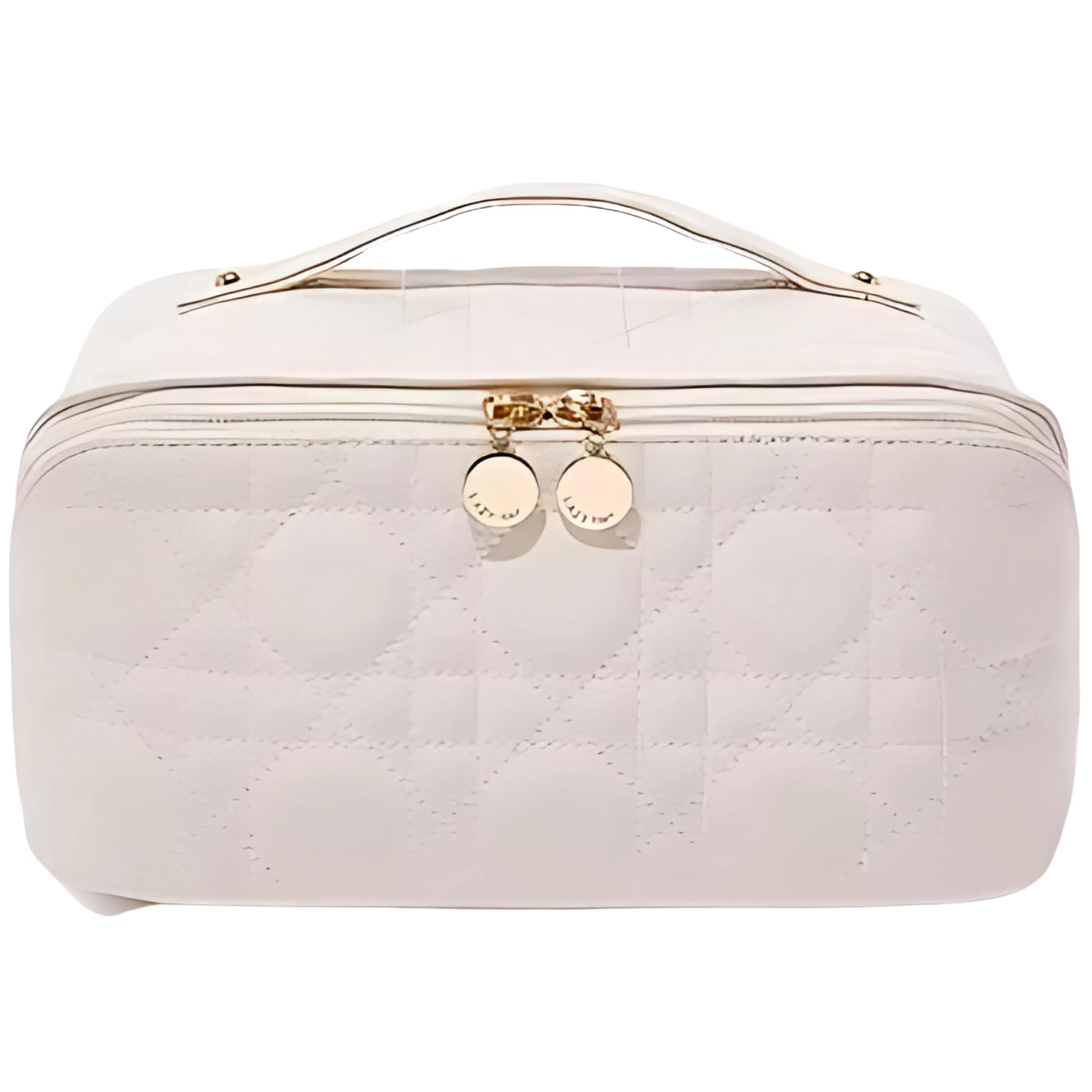 

Mellbo Большая косметичка для макияжа, косметичка для туалетных принадлежностей из ТПУ, плетеный водонепроницаемый ПУ x 11, белая косметичка, вместимость, для путешествий, открывается на 180°, для хранения, дизайн, мягкая, белый