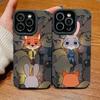 Vertical Grain Leather Cartoon Couple Nick Judy Zootopia Printed Soft Silicone Phone Case Back Cover with Camera Lens Full Protection for Samsung