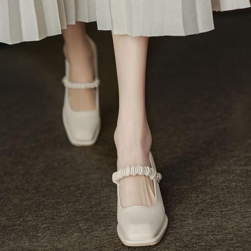 Single shoes women's versatile 2025 new summer French high school thick heel temperament Mary Jane women's shoes