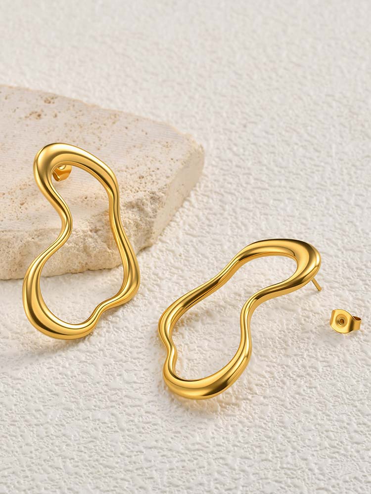 Unique Stainless Steel Stud Earring for Women, 18K Gold Color Plated Geometric Statement Earring Jewelry Wholesale