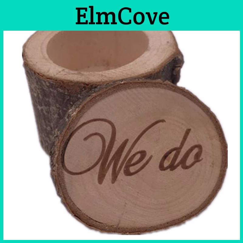 Wooden Wedding Printed "we Do" Ring Box Romantic Valentines Day Chic Country Holder Locker