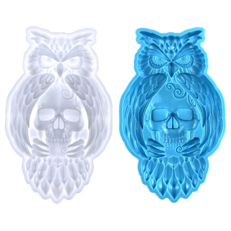 Semi-stereoscopic Owl Skull Wall Ornaments Drop Glue Mold Diy Wall Pendant Desktop Decoration Epoxy Silicone Mold