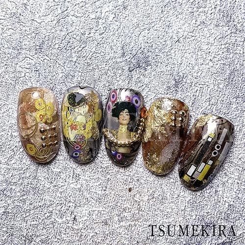 Tsumekira Gustav Klimt Motif Nail Art Stickers Elegant Design Decals Made in Japan