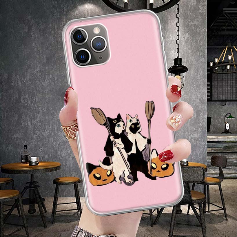 Rosa Katzen Schädel Zauberin Hexe Weiche Handyhülle Für IPhone 11 17 Air 16E 16 Pro Max 15 + 14 Plus 13 Mini 12 Apple 7 SE 8 Hüllen C