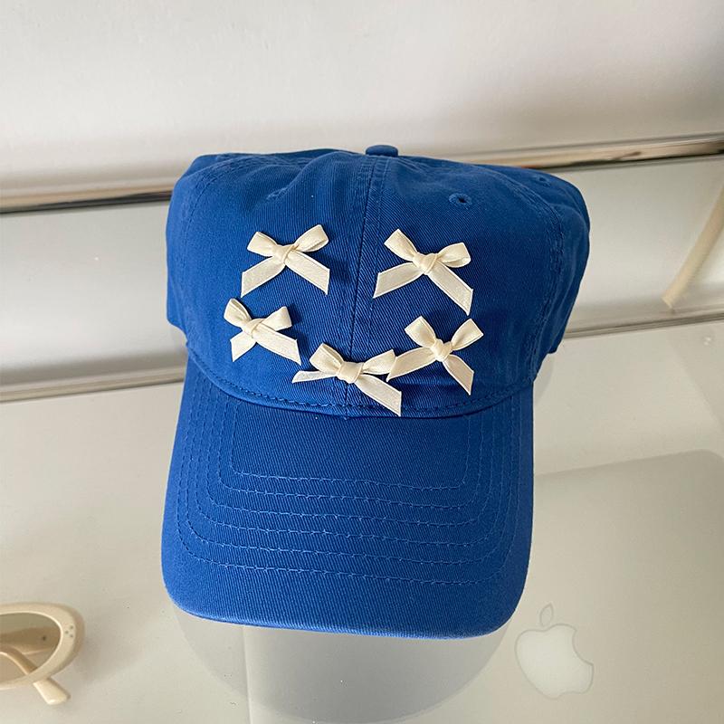 

Весенне-летняя бейсболка с мягким верхом, универсальная, с милым козырьком и бантом, повседневная кепка для защиты от солнца, женская, модная Adult average size сапфировый