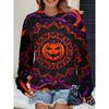 Womens Casual Hoodie With 3D Halloween Print Round Neck Lightweight Breathable Fabric