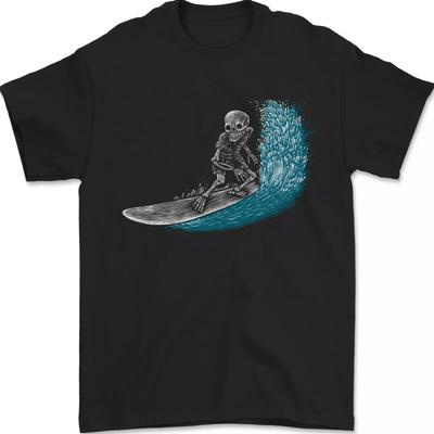 T-shirt da uomo Surfing Skeleton Surf Skull 100% cotone